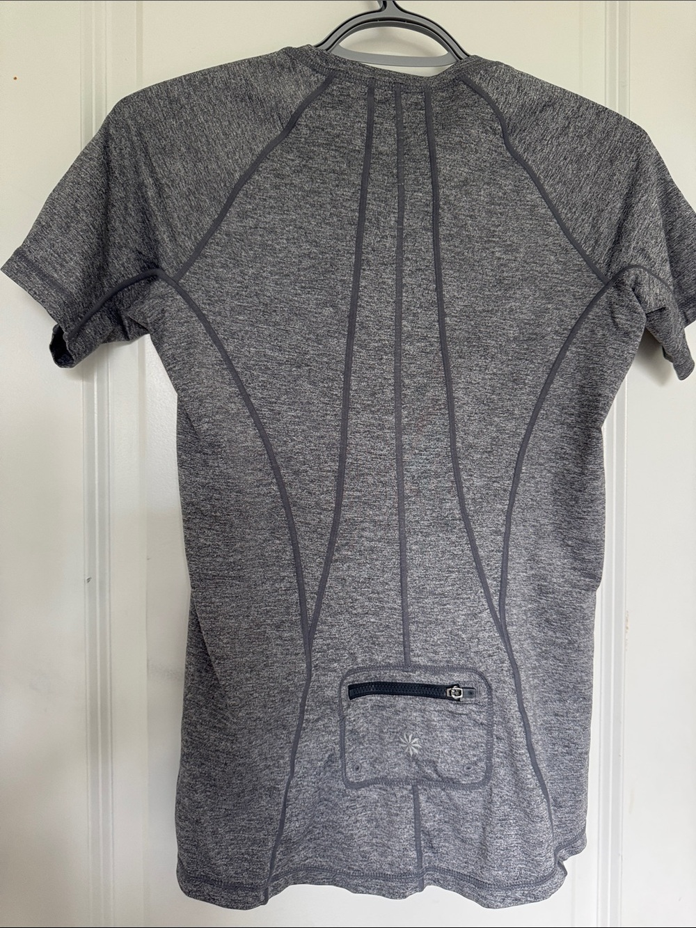 Athleta Heather Gray Short-Sleeve Zip Athletic Top - Picture 2 of 3